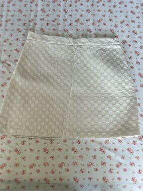 Topshop Cream Textured Circle Mini Skirt